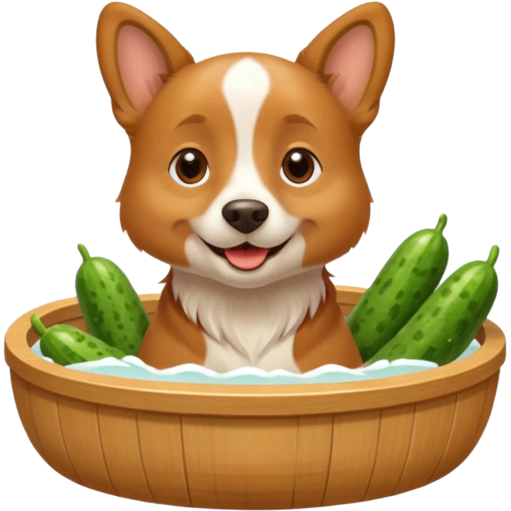 dog relaxing spa with cumcumbers emoji