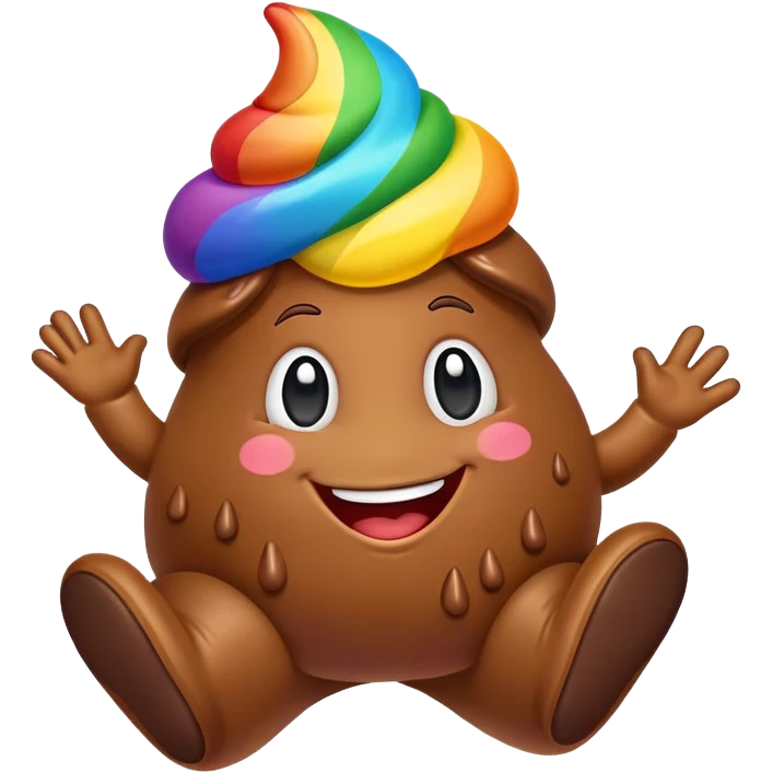 happy rainbow poop dancing emoji