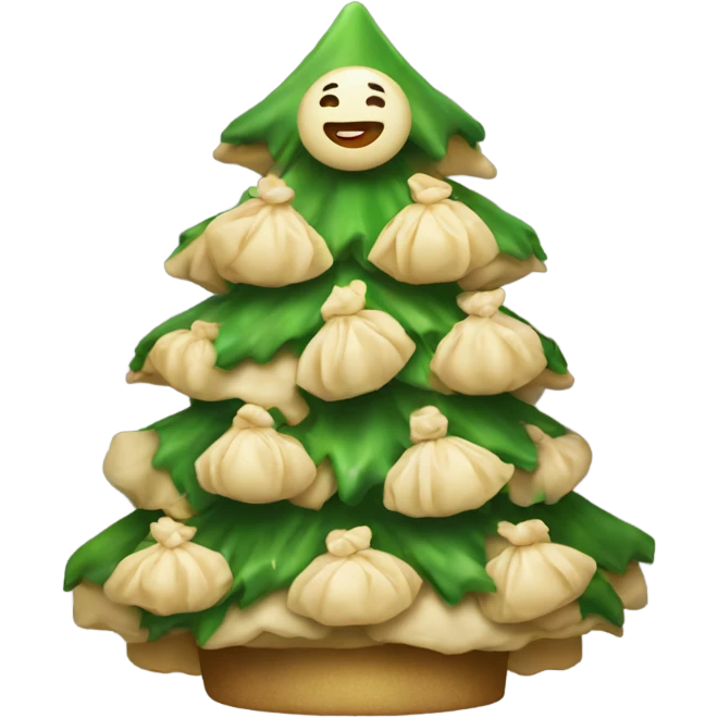 A Christmas tree decorated with dumplings emoji