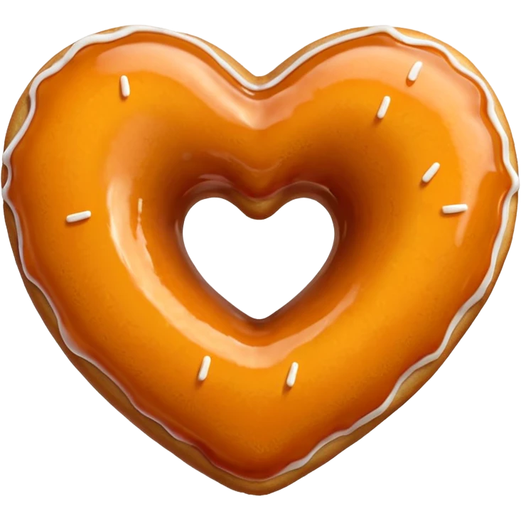 Realistic isolated heart shaped donut with orange & glaze. emoji
