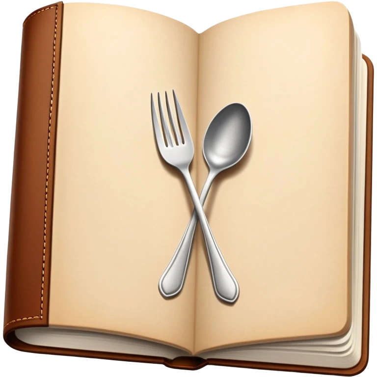 Closed cookbook with a fork and spoon symbol on the cover – collection of recipes emoji
