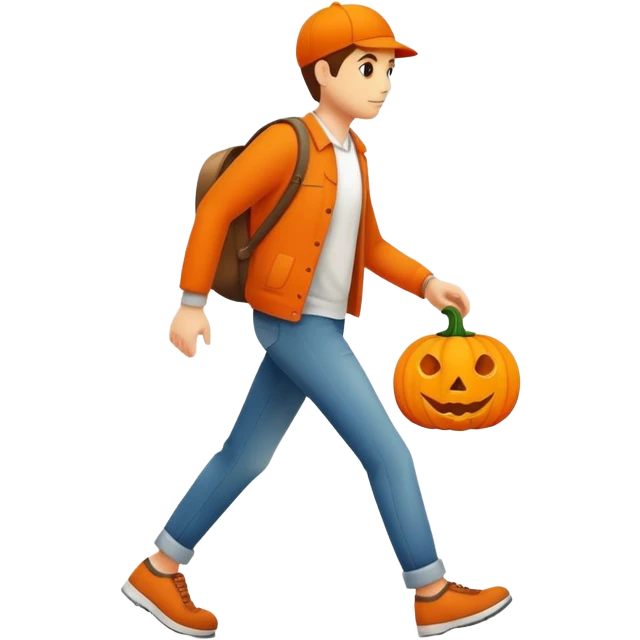 A pumpkin walking in the city emoji