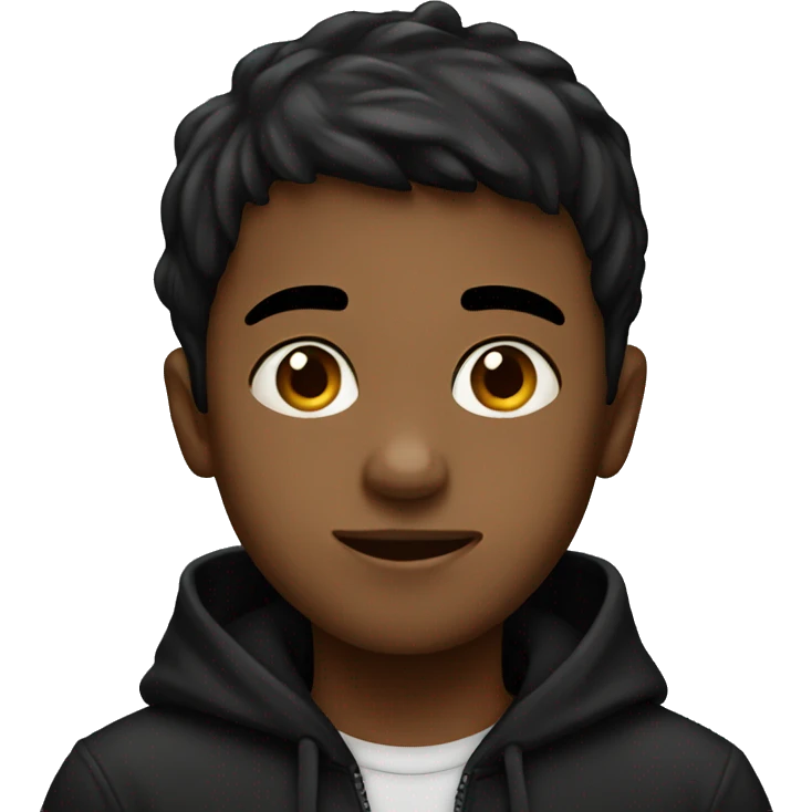 A boy wearing a black hoddie emoji