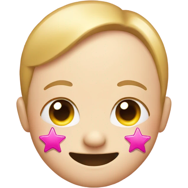 Smiley with pink star pimple patches on  emoji