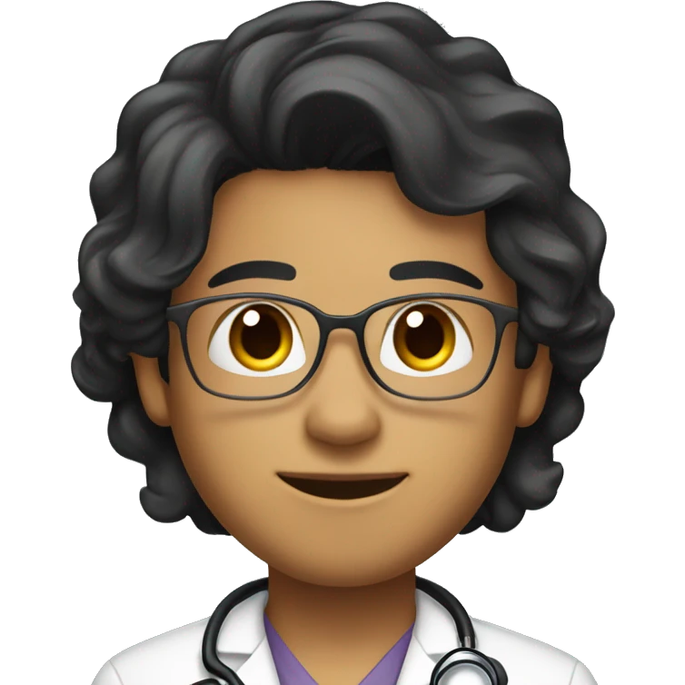 doctor, tan skin, black hair, with stethoscope emoji