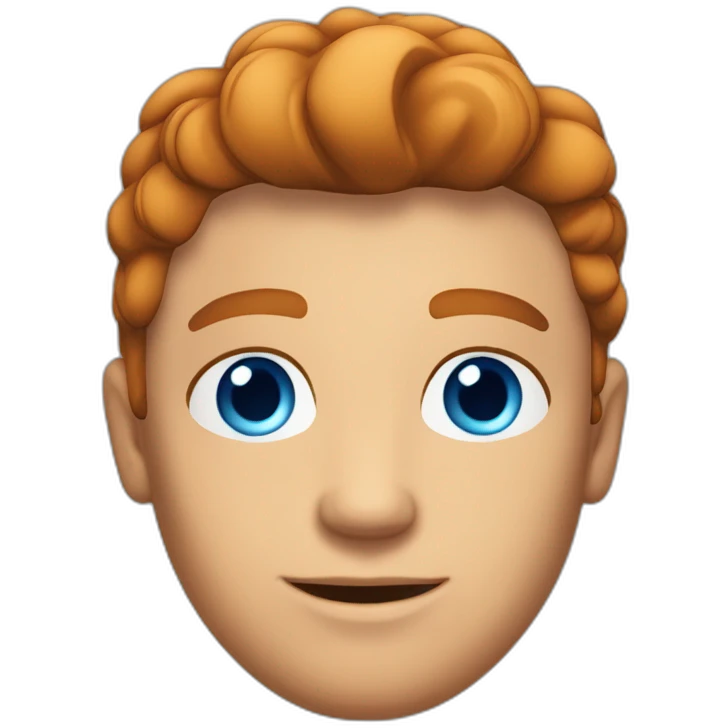Tanned man Blue eyes neatly combed back red hair handsome chiselled jaw sharp cheekbones emoji