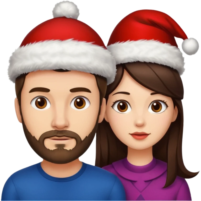 SCOTTISH MAN WITH STUBBLE AND BRUNETTE WOMAN WITH XMAS HAT emoji