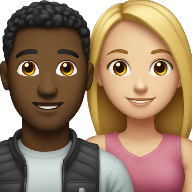 White girlie with black guy emoji