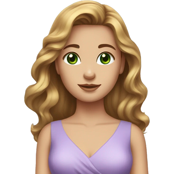 golden brown hair green eyes lavender dress emoji