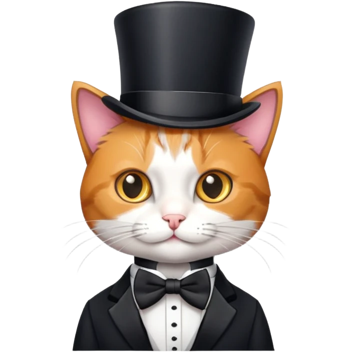 Cat with a top hat and a tie emoji