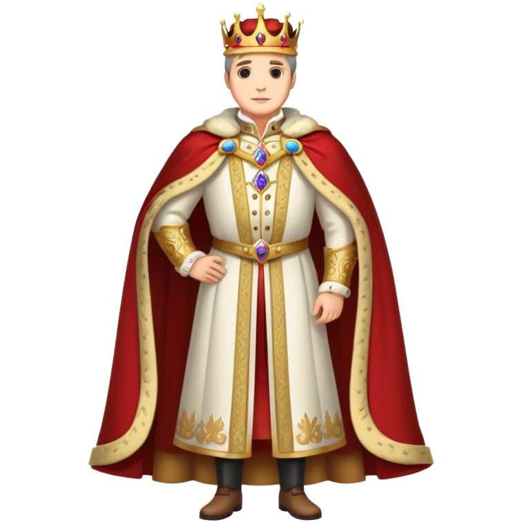 Full body of Francisco I, royal king standing in royal attire with crown and cape emoji