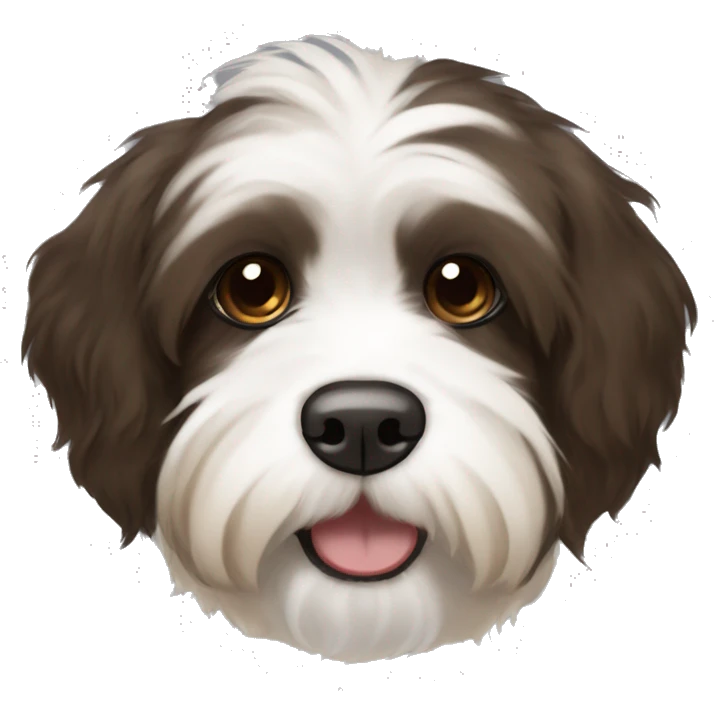 dark brown, light brown, and white havanese with an underbite  emoji