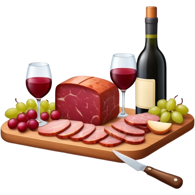 SPAM MEAT charcuterie with fruit and a bottle of wine emoji