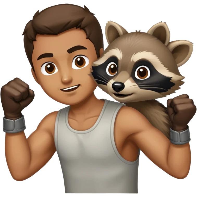 Man punching a raccoon  emoji