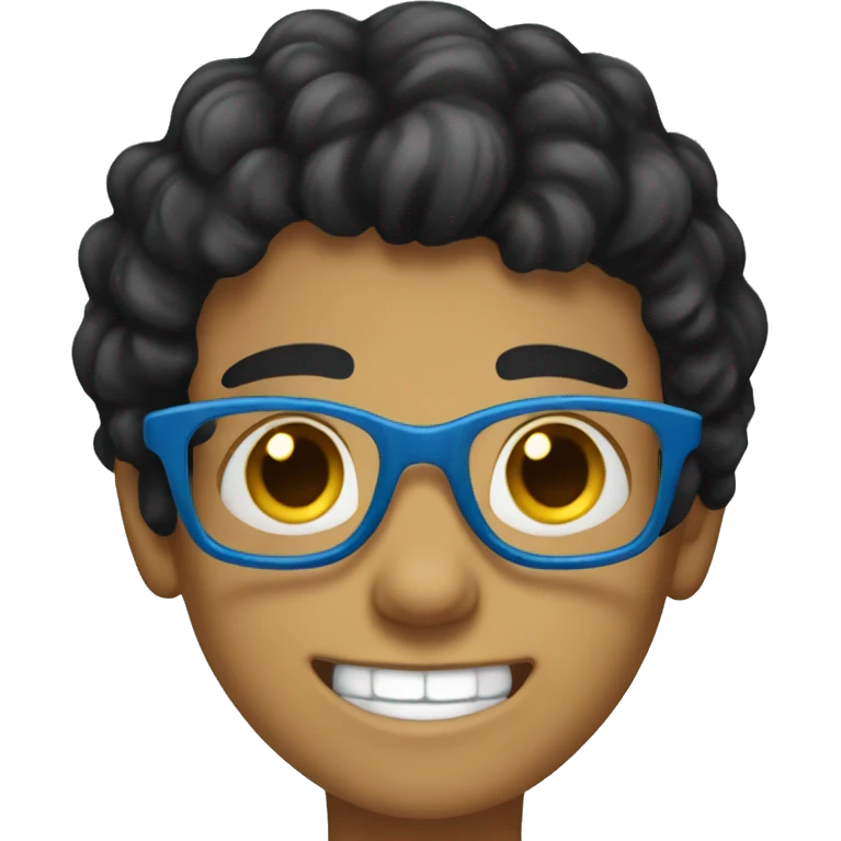 white tween boy with black hair, blue glasses, and yellowed teeth emoji