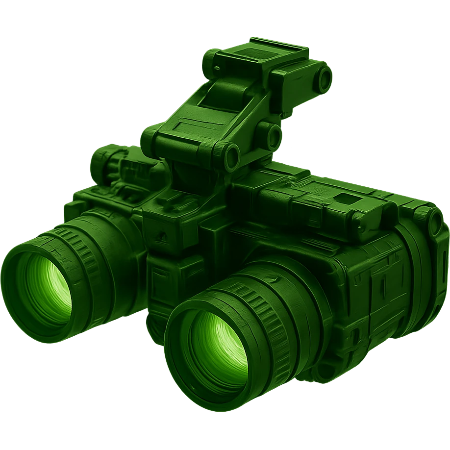 night vision goggles with a green tint and tactical details emoji