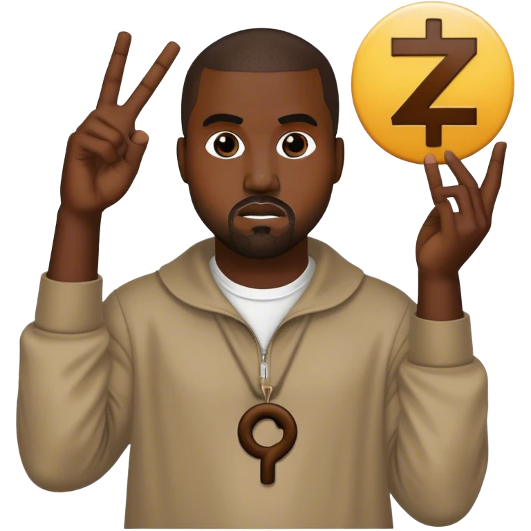 kanye holding up a nzi symbol emoji