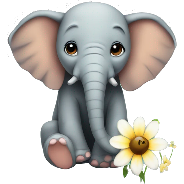 An elephant sitting on a flower like a bee emoji