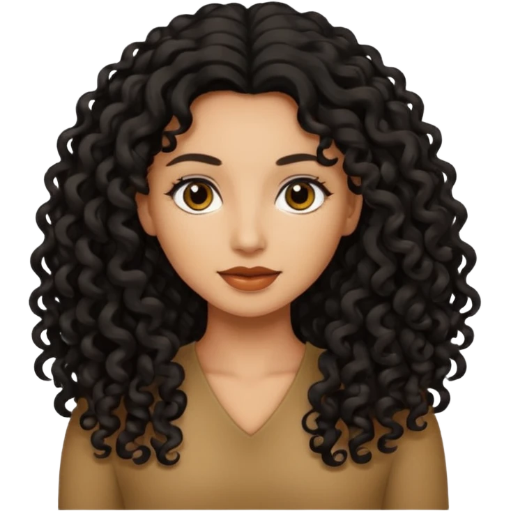 Mujer morena pelo negro rizado largo emoji