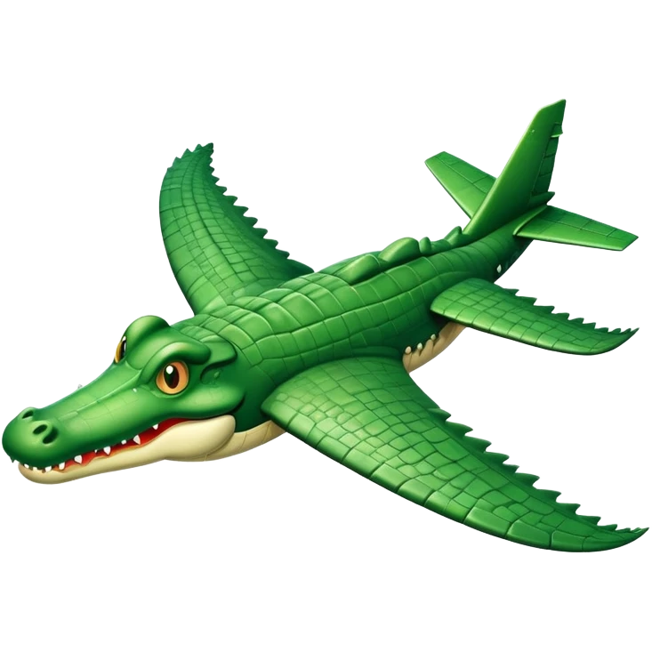 A crocodile with airplane wings flying in the sky emoji