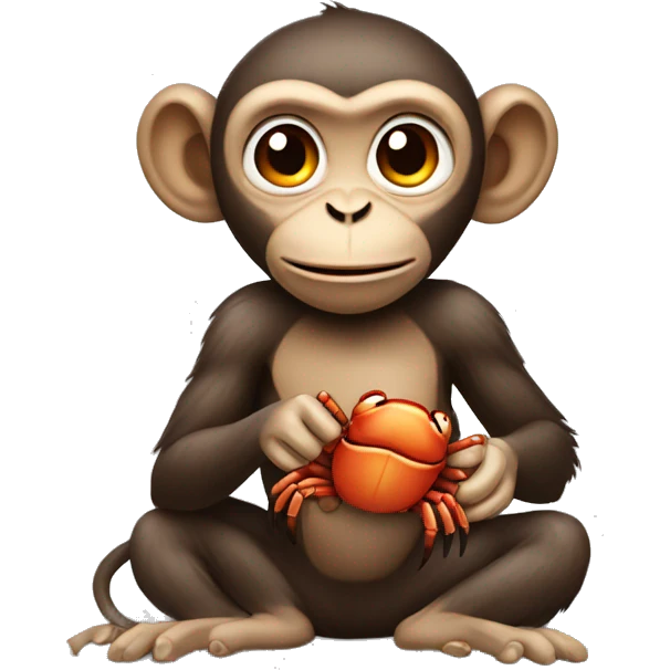 monkey holding a crab emoji