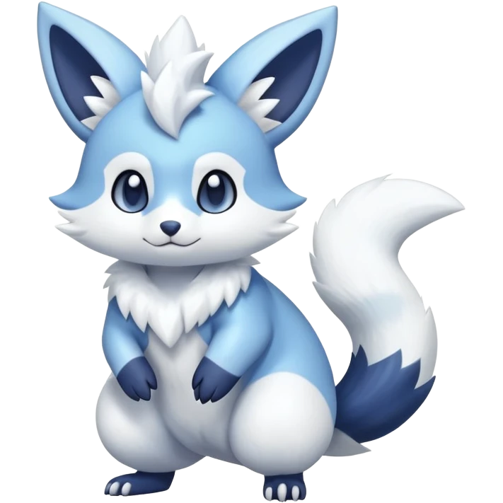Shiny White Pastel Snowy Icy Sparkly Cute Furret-Meowstic-Zangoose-Hybrid (Full body) emoji