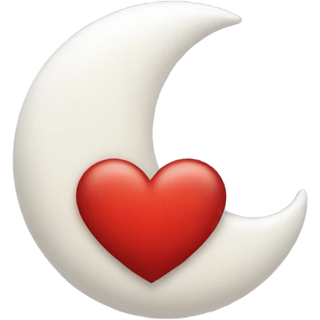 crescent white moon with red heart emoji