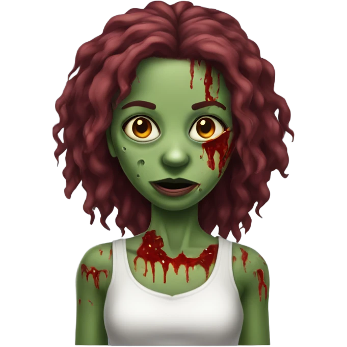 Menina zumbi de cabelo cacheado vermelho emoji
