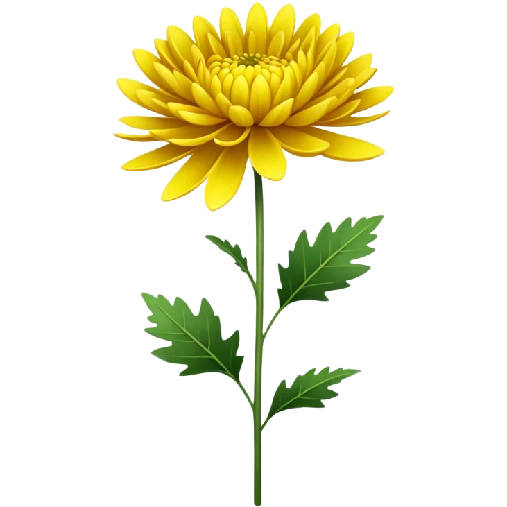 single Bright Yellow Chrysanthemum, straight stem emoji