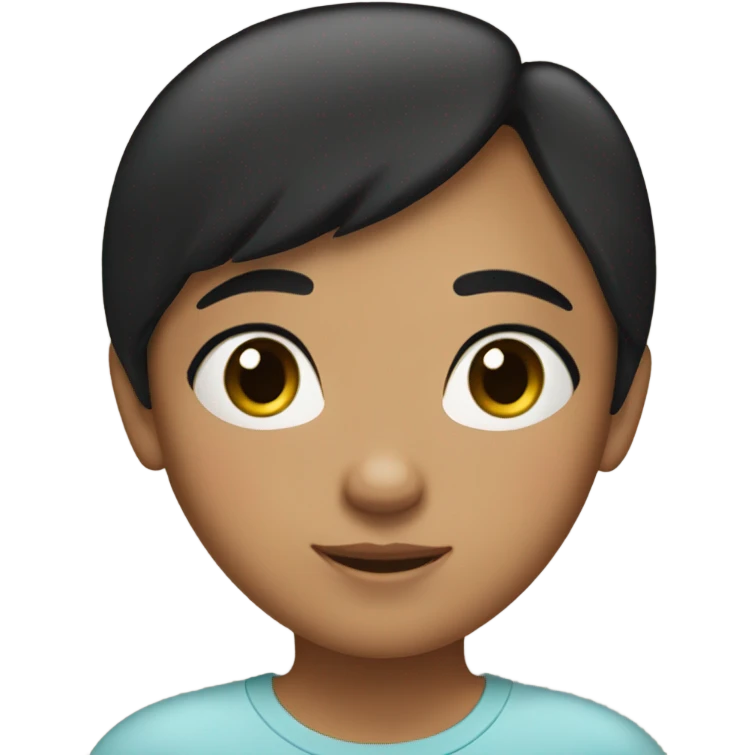 tan girl with black hair with light brown eyes rosy cheeks and freckles wearing a cute top  emoji