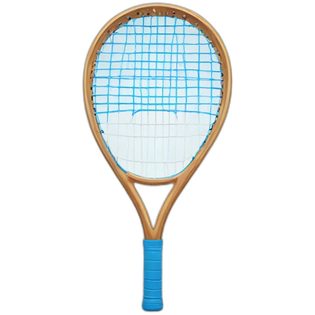 smiling tennis racket with blue eyes emoji