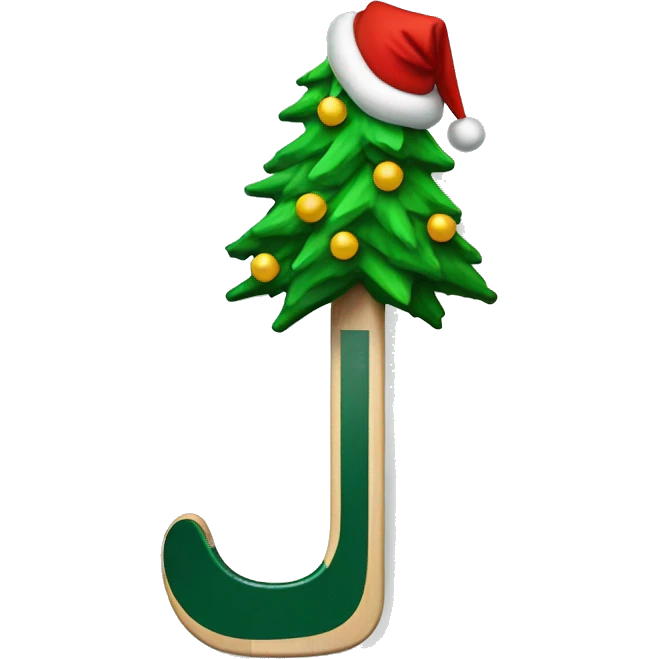 Hockey Stick under Christmas tree emoji