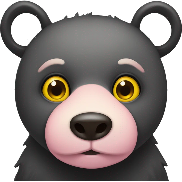 black bear with one yellow eye and a light pink tummy emoji