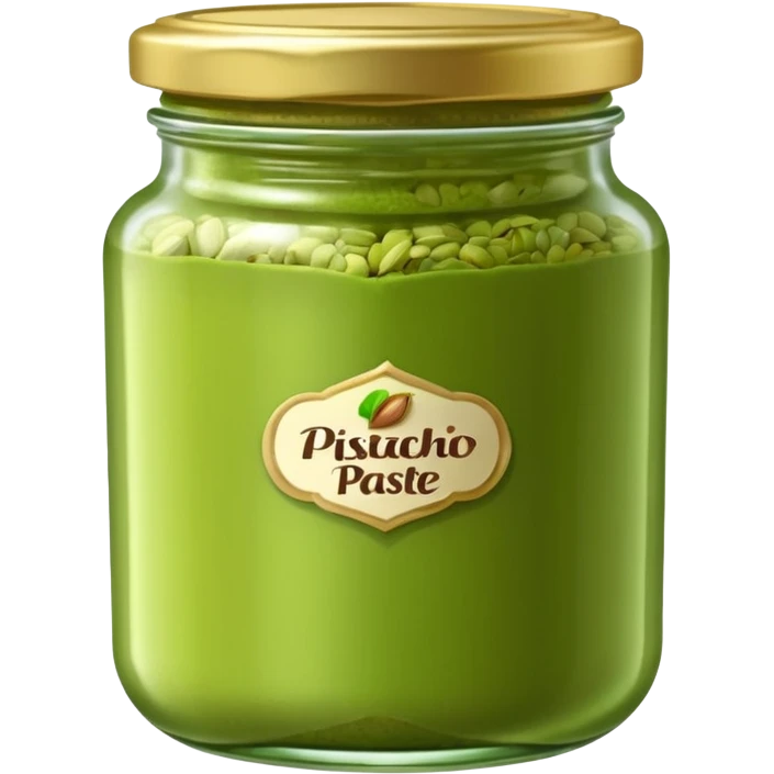 An opened jar of creamy pistachio paste emoji