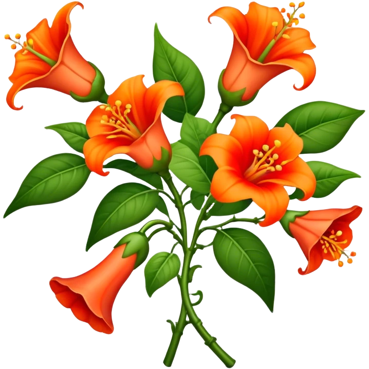 big bouquet Trumpet Vine, luxuriant, stem, leaf emoji