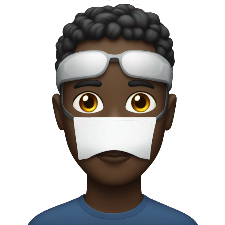 Black people with Apple Vision Pro on the face emoji
