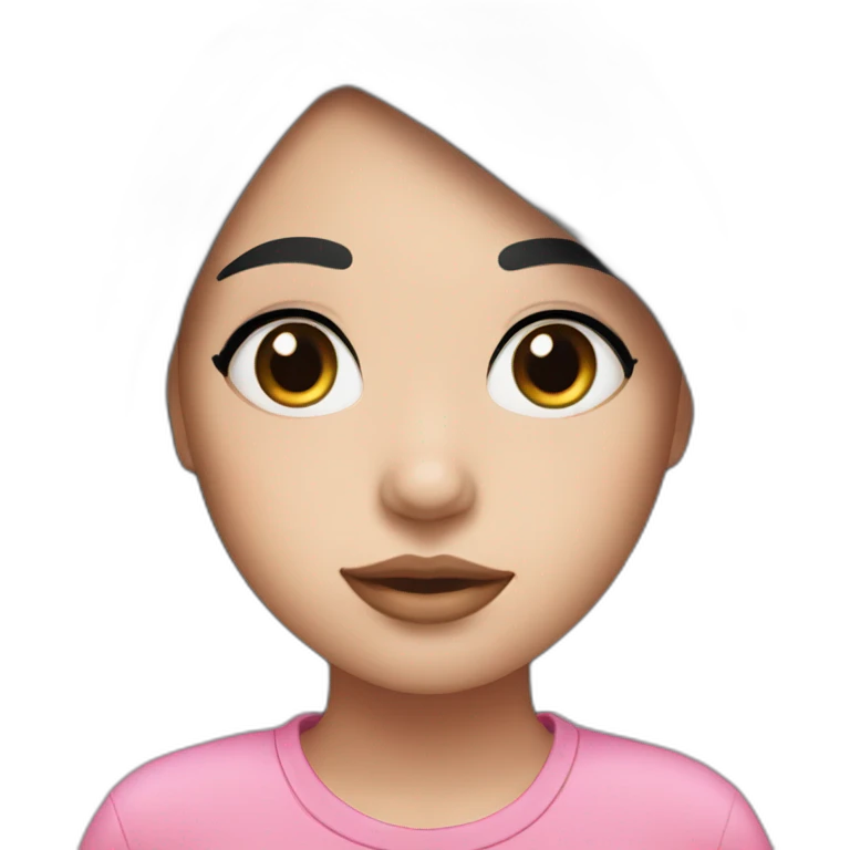 A girl with black hair and eyelashes and pink cheeks  emoji
