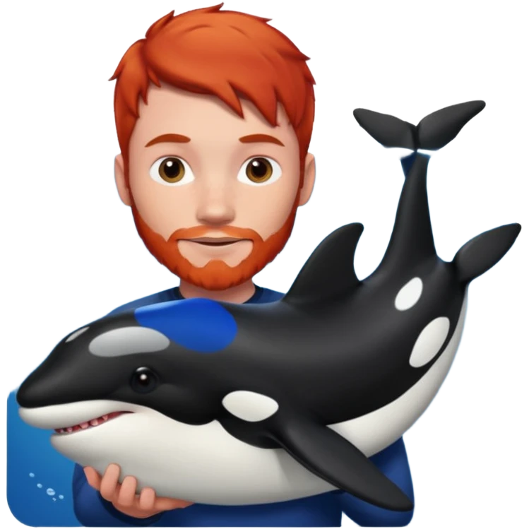 Red head male holding an orca emoji