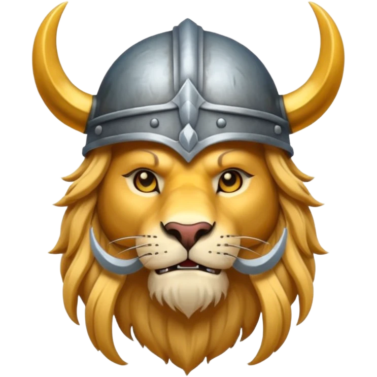 lion, viking helmet,  emoji