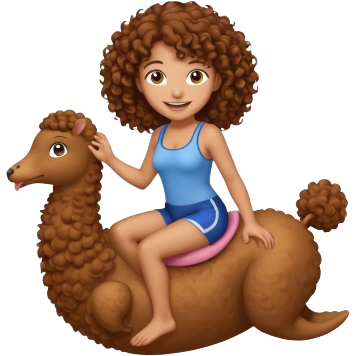 Голая женщина 18 лет, с коричневыми кудрявыми волосами белой кожей и средним размером груди в полный рост скачет на члене emoji