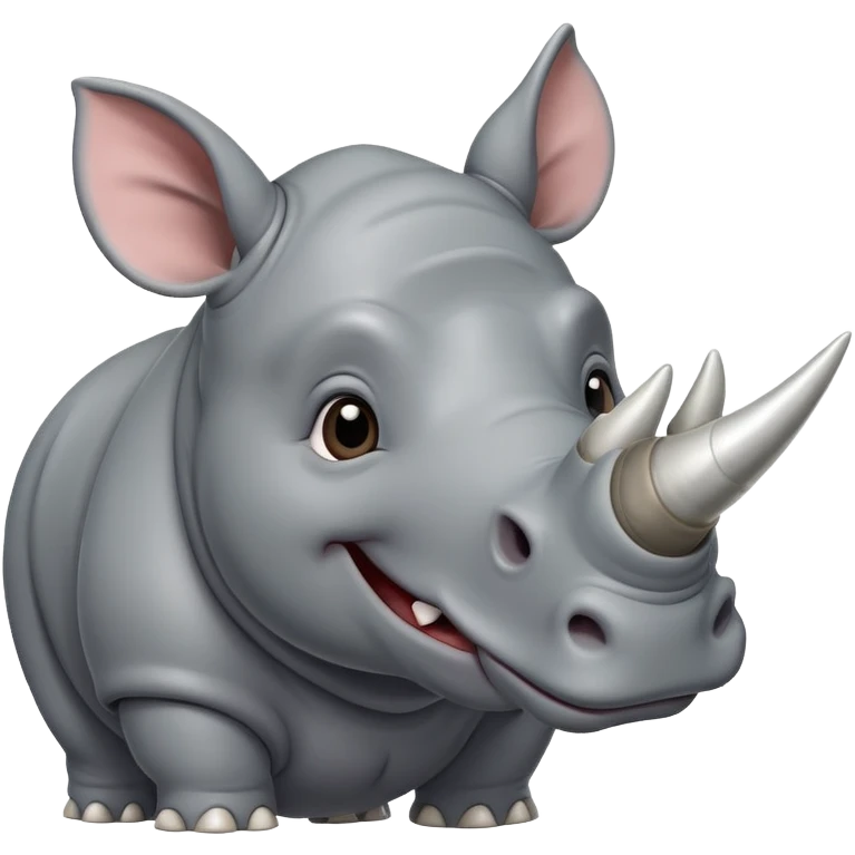 cute cartoon rhinoceros with large horn emoji