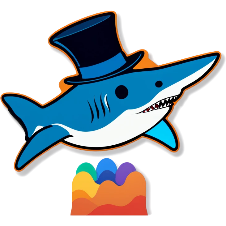Shark with a top hat emoji