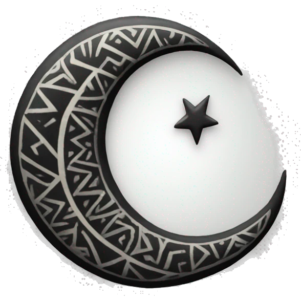 Black crescent moon with zig zag tribal design emoji