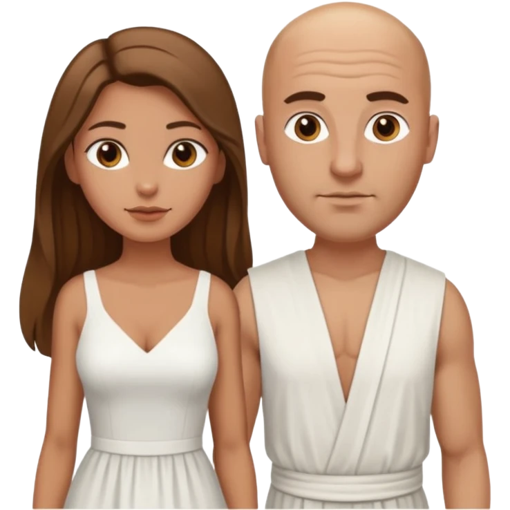 Bald man with Greek girl  emoji