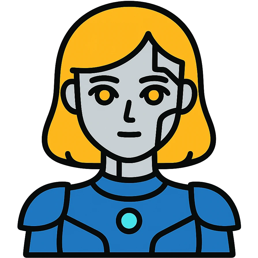 futuristic cyborg girl with metallic features and glowing accents emoji