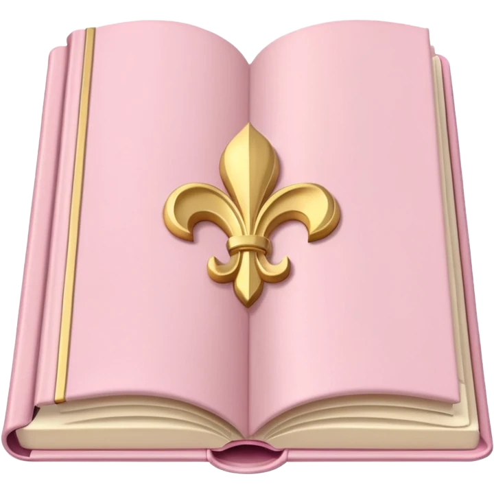 Pastel pink open book with cream pages, trim, satin cover emoji