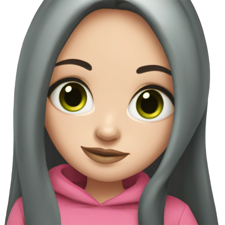 Beautiful Russian girl with green eyes and very long black hair pink clothes pregnant emoji