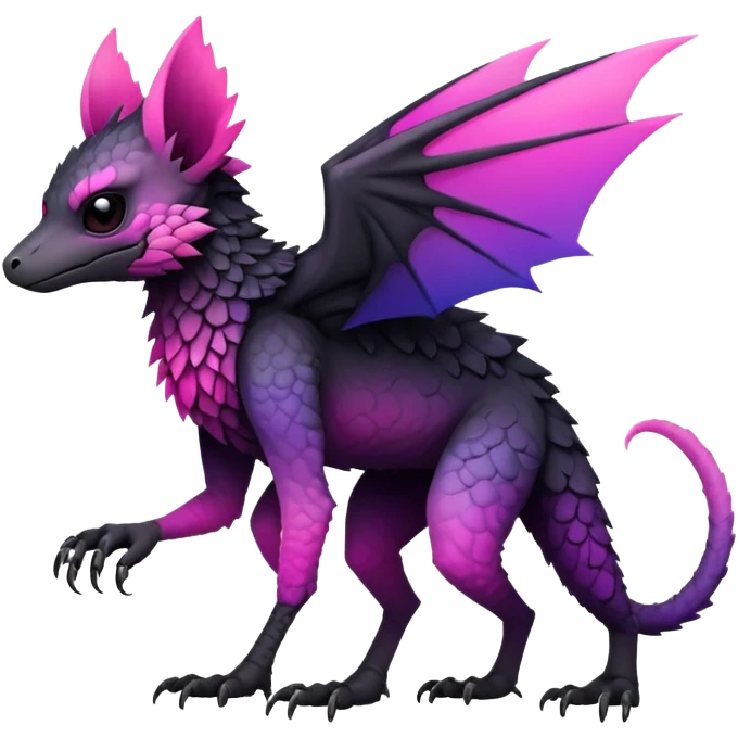 Cool Edgy Black-pink-purple-gradient badass Trico-animal-creature full bodyd emoji