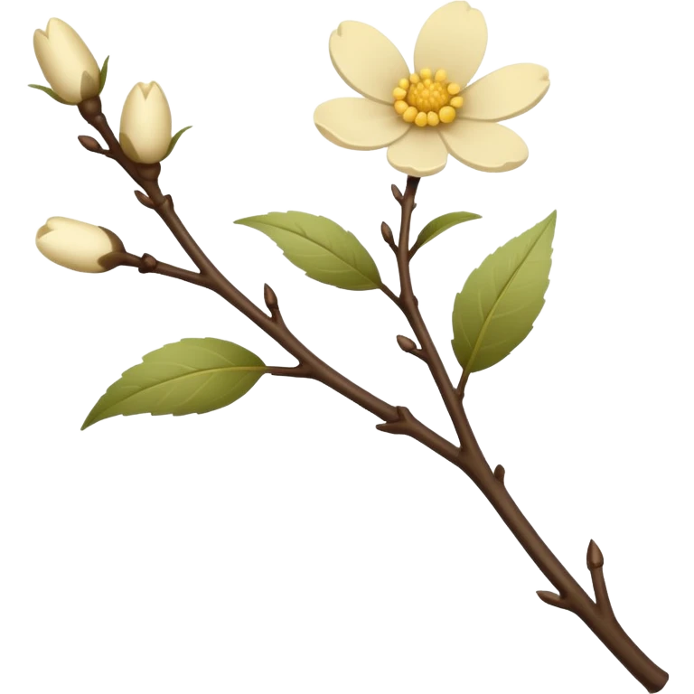 A twig Creamy color flower aesthetic  emoji