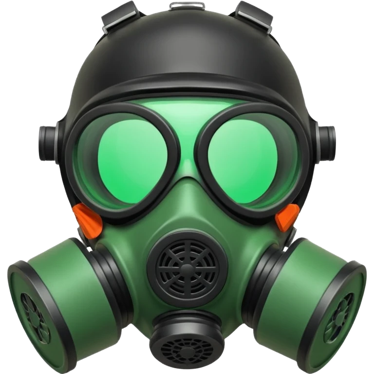 A gas mask. Cartoon style. The green filters.  emoji